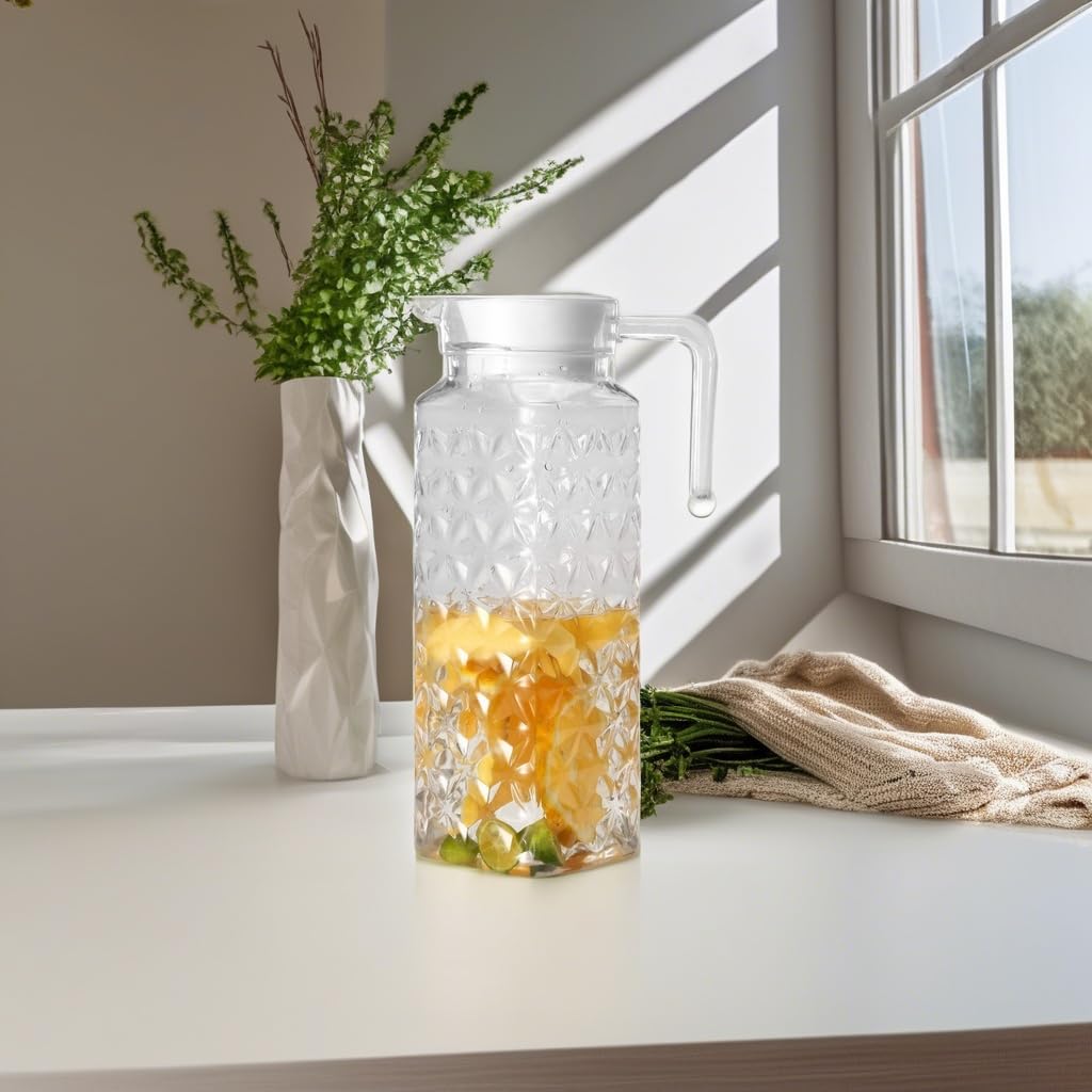 Brocca in acrilico, OEH Brocca in plastica, resistente al calore, lavabile in lavastoviglie, indissolubile per bevande ghiacciate e calde, diamante, 400 ml