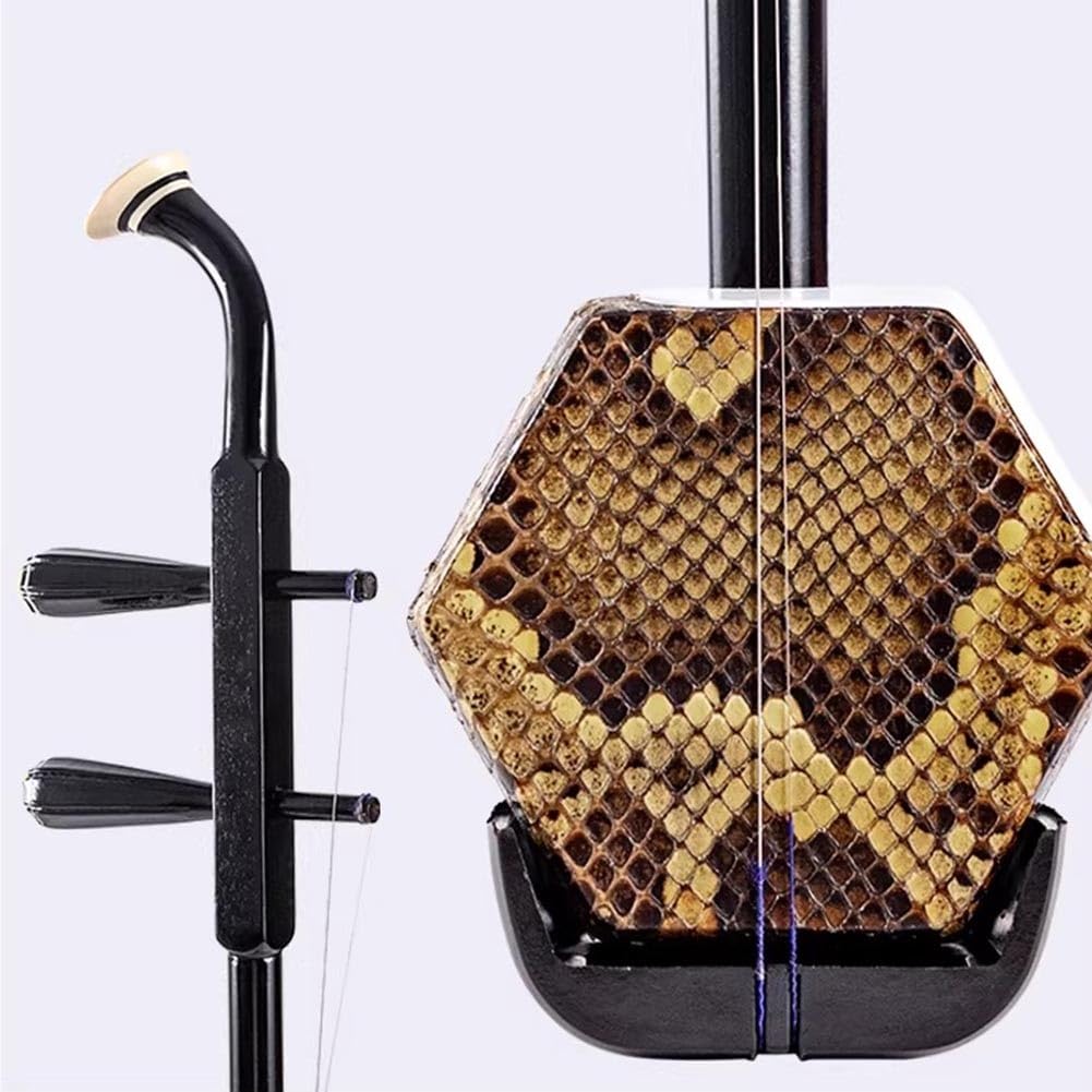 Strumento Erhu Cinese Per Principianti, Violino Cinese A 2 Corde Erhu Strumento Musicale A Corde Pannello In Pelle Sintetica E Griglia Nera(Wooden shaft)