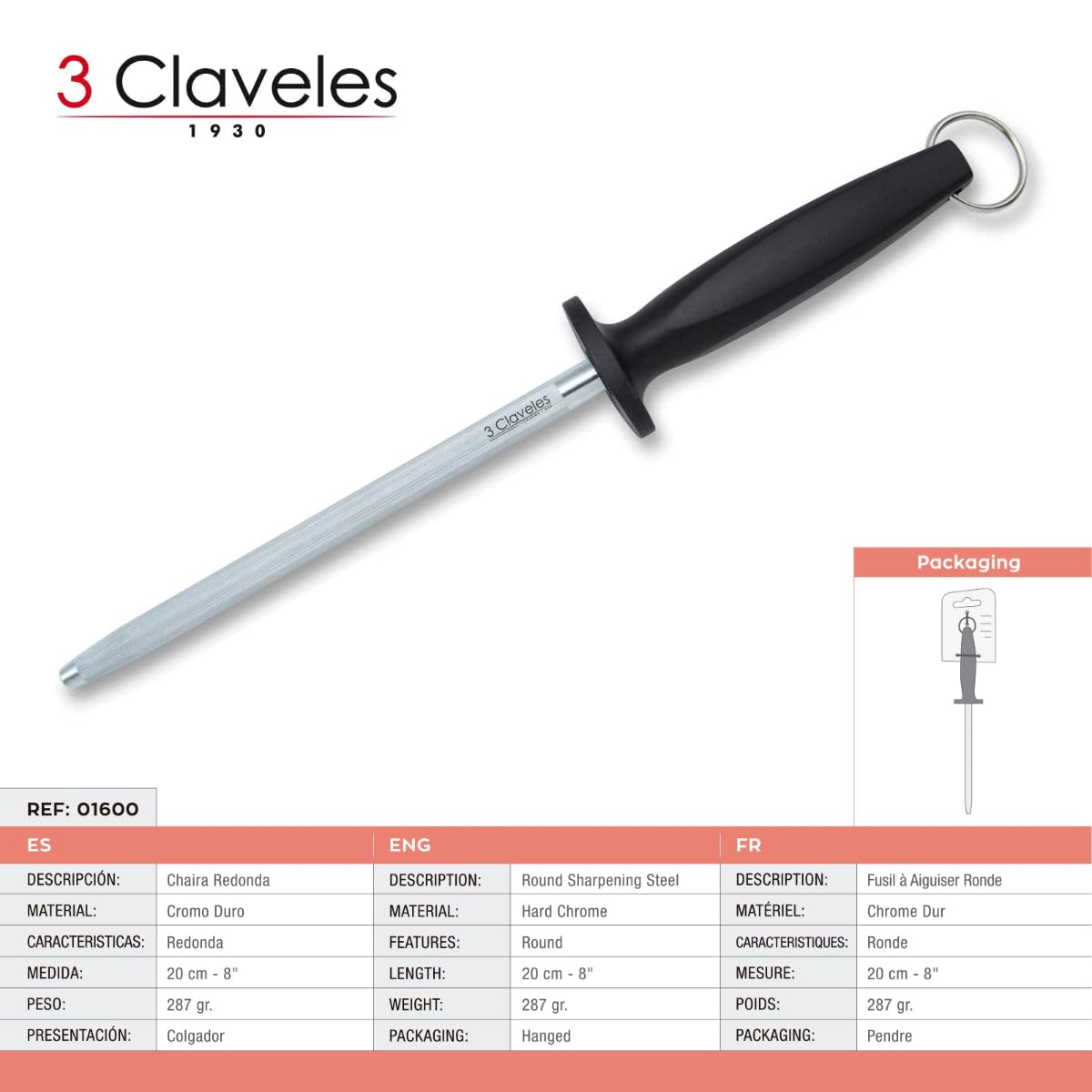 PracticFood Set di Coltelli Professionali Selezione Expert Chef, Coltello da Prosciutto Alveellato 29 cm e Accessori (3C GOURMET II)