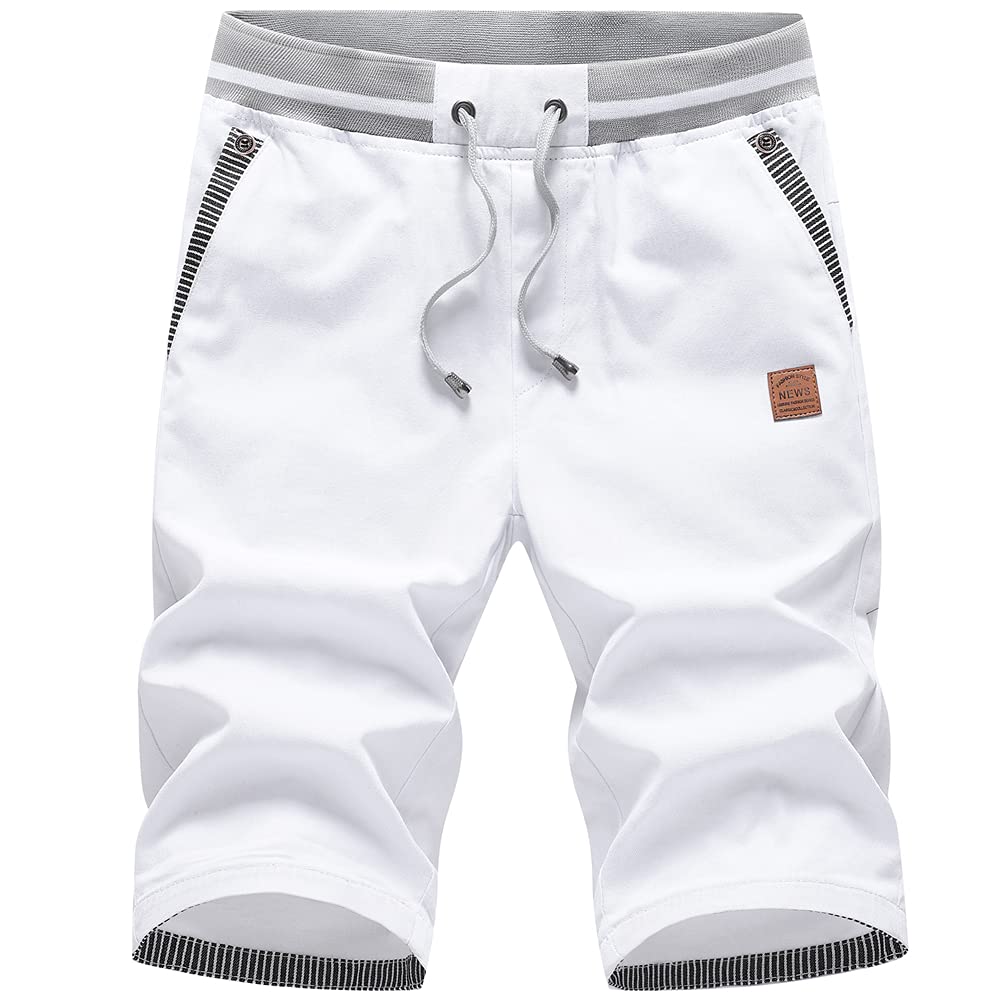 Big Boy's Casual Shorts Summer Cotton Classic Fit Drawstring Elastic Waist Beach Shorts with Pockets