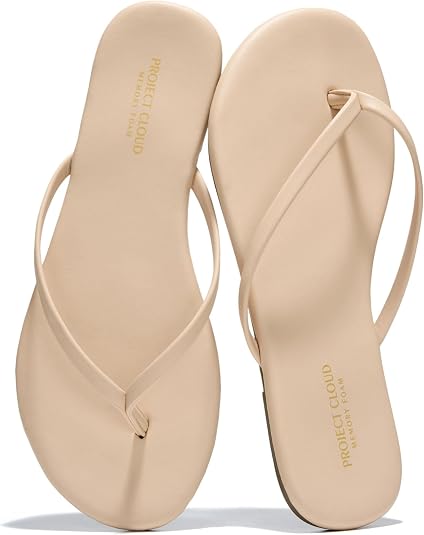 Project Cloud Flip Flops for Women Footwear- Lightweight and Memory Foam Insole Sandals for Women 2026 - Durable Non-Slip Beach Essentials Flats for