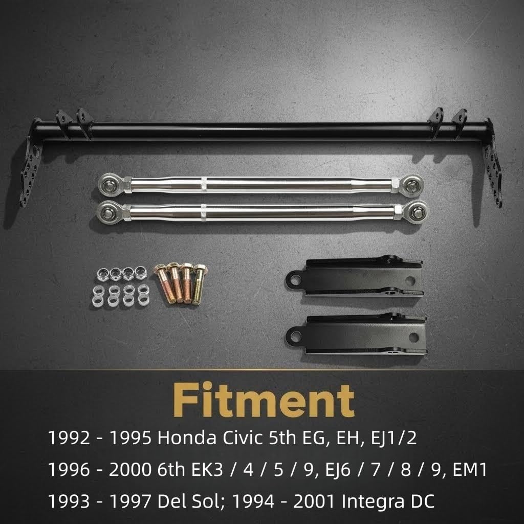 Front Traction Control Arm Tie Bar Kit Fit for 1992-1995 Honda Civic 5th EG, EH, EJ1/2; 1996-2000 6th EK3 / 4/5 / 9, EJ6 / 7/8 / 9, EM1; 1993-1997 Del Sol; 1994-2001 Integra DC