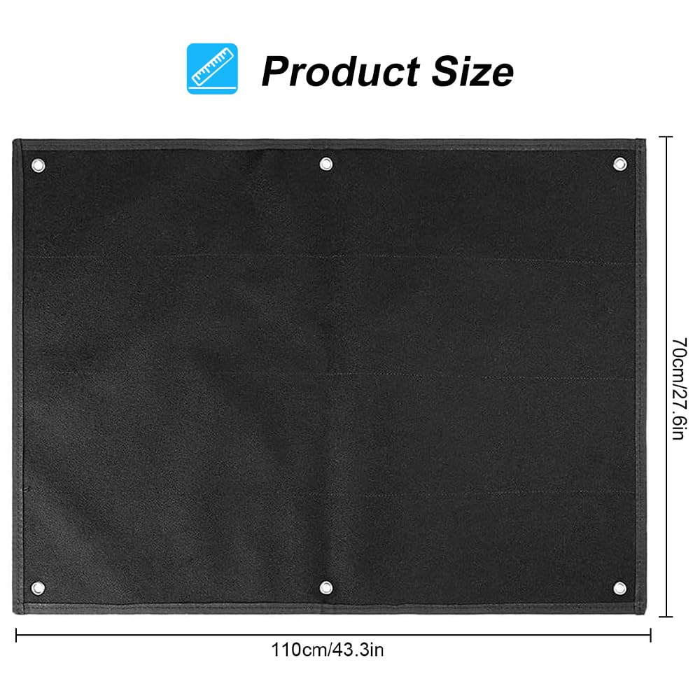 110 * 70cm Pannello Patch in Velcro, Pannello in Velcro in 1000D Oxford, per tattico, Militare, in Velcro, con 6 Occhielli, Pieghevole, Nero