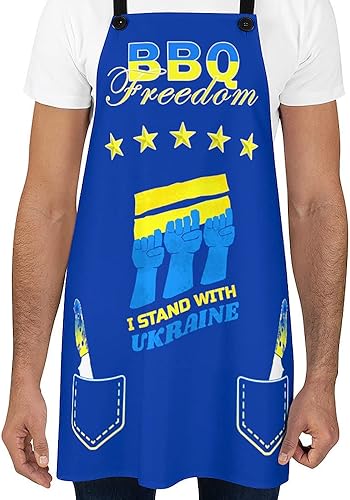 Miniatura 6 de Fire Fit Designs Ukraine Flag Aprons for Men & Women Grilling Gifts for Men Ukraine Flag BBQ Apron Ukrainian Chef Apron - One Size - Blue