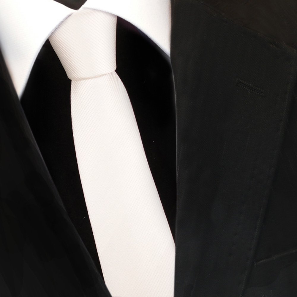 TigerTie - Wąski designerski krawat jednokolorowy uniwersalny wzór prążkowany