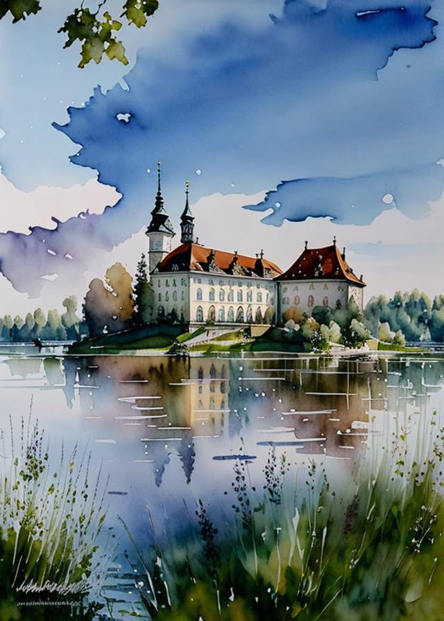 Tableau sur toile 58 x 90 cm Moritzburg au style Shabby Chic unique