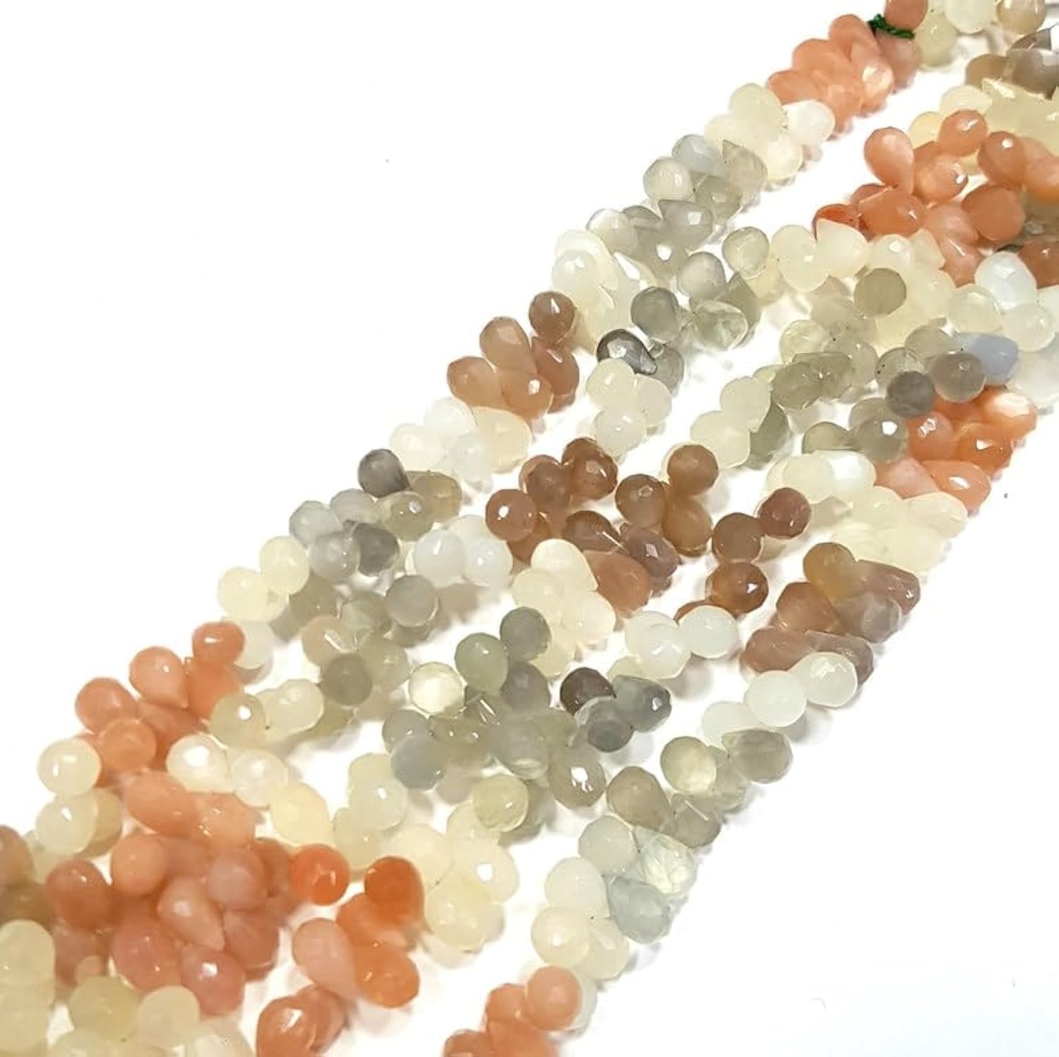 Pierre de lune naturelle perles lisses en larme anti accroche pour la confection de bracelets