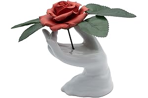 Hand-crafted 3D Artificial Red Rose with White Art Vase