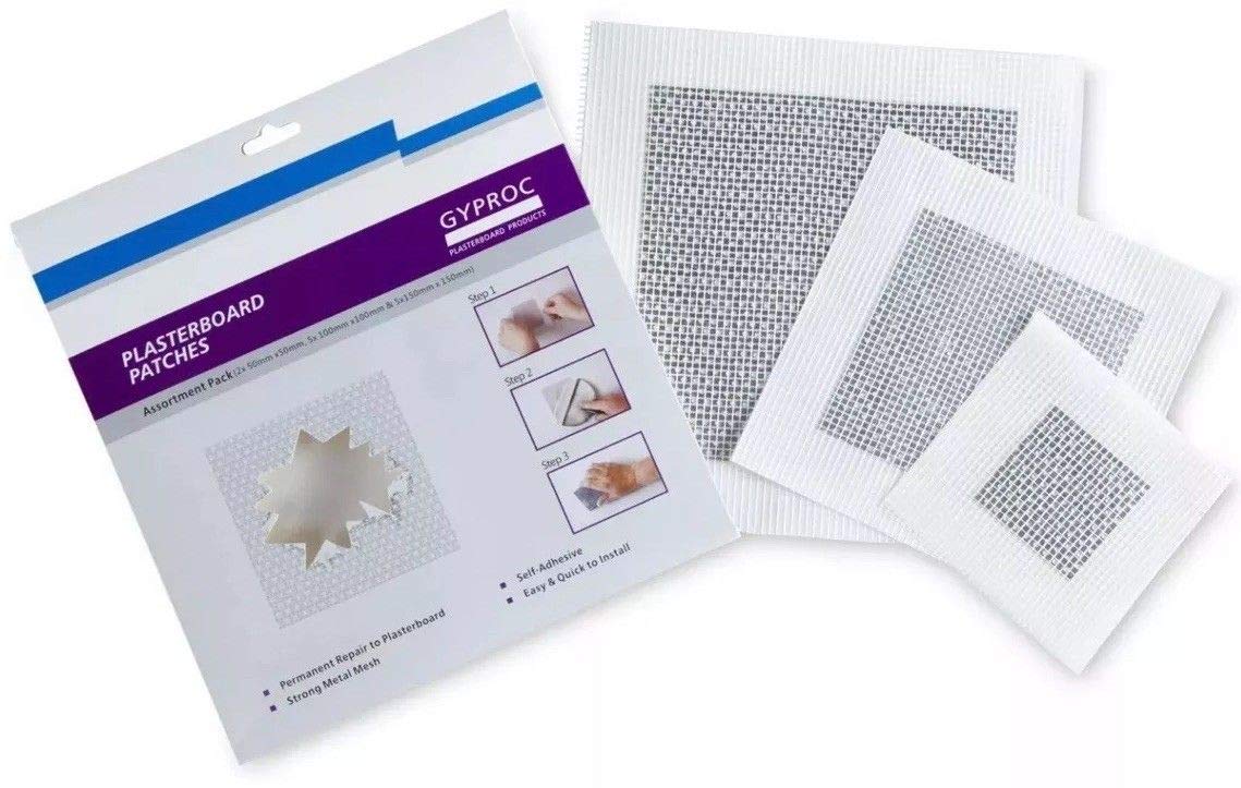Gyproc Plasterboard Patches various sizes 12 Pack (2 x 50mm, 5 x 100mm & 5 x 150mm))
