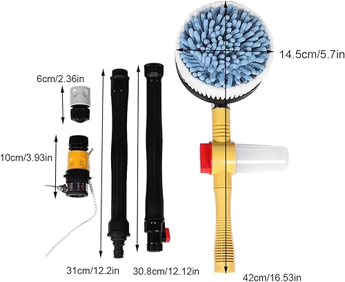 Miniatura 7 de Cepillo giratorio extensible de lavado de coches Kit de limpieza de coche PA66 Cepillo de limpieza de coche Herramienta de esponja de lavado de alta