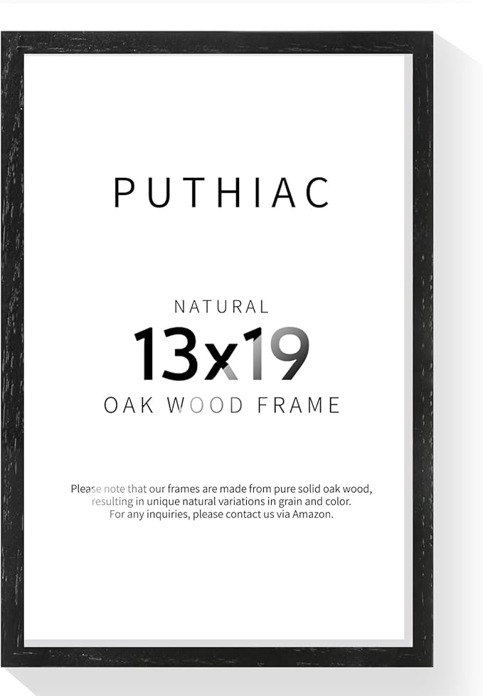 puthiac 13x19 Oak Wood Picture Frame - 13"x19" Poster Frames for Wall, 13x19 Picture Frames for Wall, 13 x 19 Picture Frames, 13 x 19 Frames for Wall(1 Pack, Black)