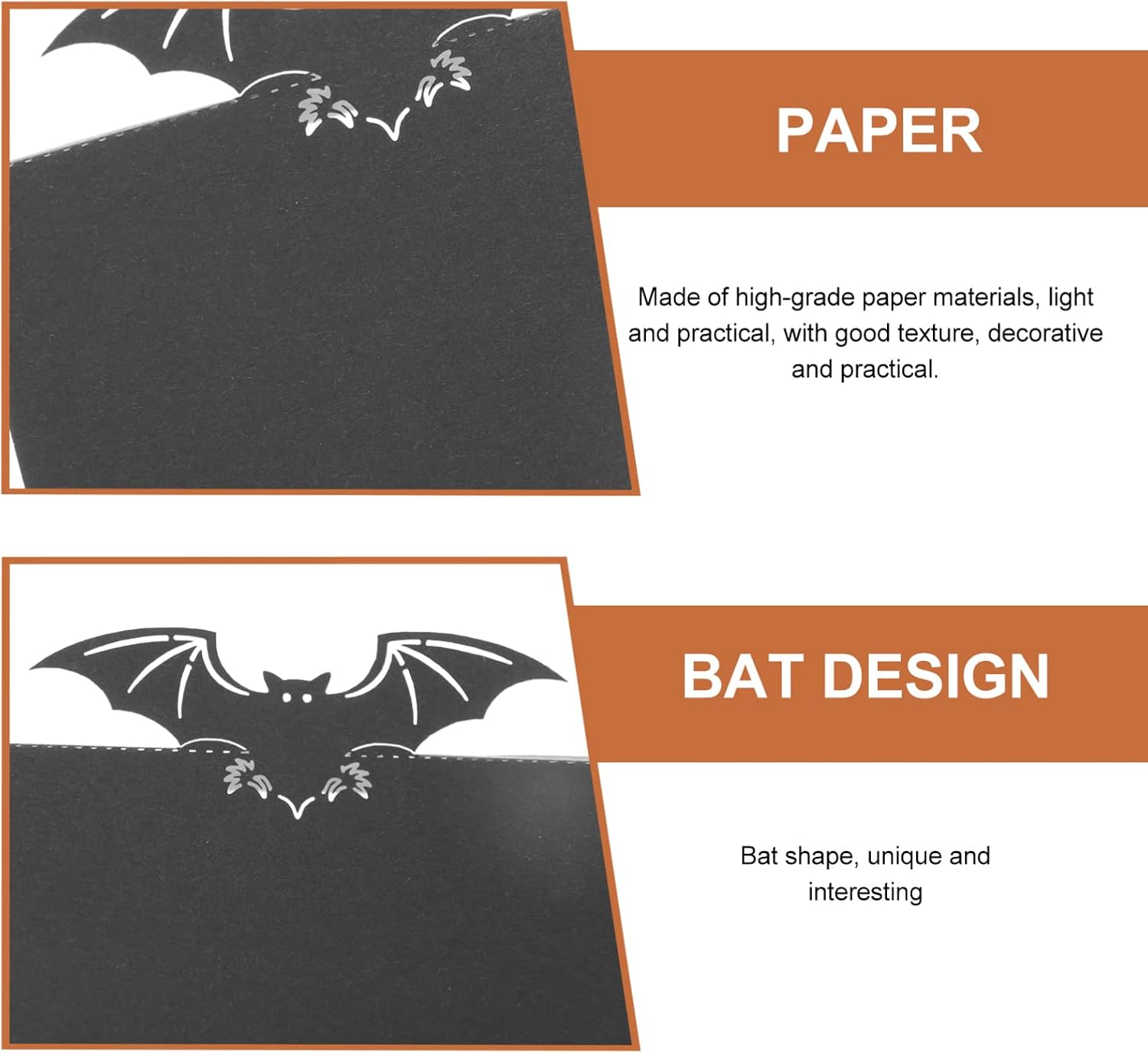 NUOBESTY 50pcs Black Bat Place Cards Blank Table Seating Place Cards for Halloween Wedding Party Table Decorations