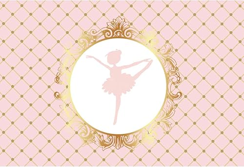 Leyiyi Vestido abstracto de bailarina con tutú para niña de 7 x 5 pies, telón de fondo dorado rosa para baby shower, fiesta de cumpleaños, pasteles,