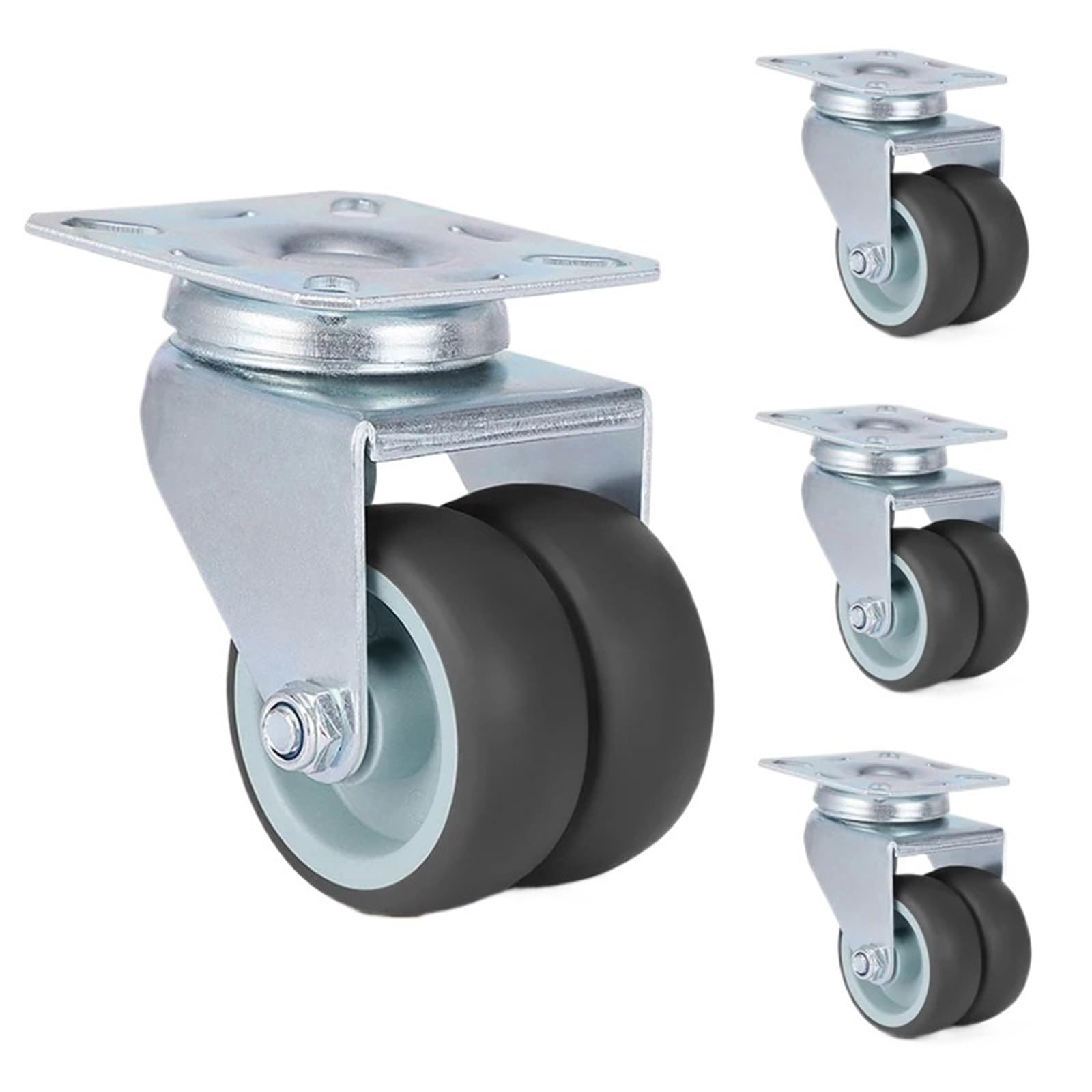 Caster Wheels, 4pcs Swivel Mute Wheel Caster Replacement 2 Inches 60KG Soft Rubber Safe Roller Furniture Wheels for Trolley Dining Table(4PCS No Brake)