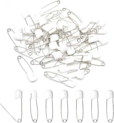 50 pasadores de seguridad de 2.126 in2.2 pulgadas para pañales, cabeza de plástico, pasadores de tela de acero inoxidable con cierres de bloqueo,