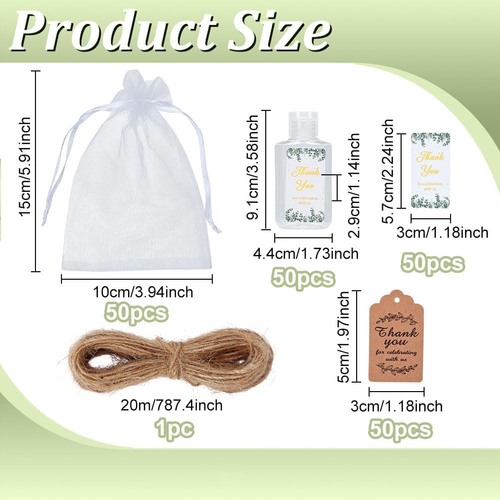 50 Sets Mini Hand Sanitizer Bulk Empty Bottles Gift, 2 Oz Travel Size Bottles, Wedding Favors for Guests Thank You Card Label Thoughtful Gift, Can Store Hand Sanitizer, Essential Oil image 2