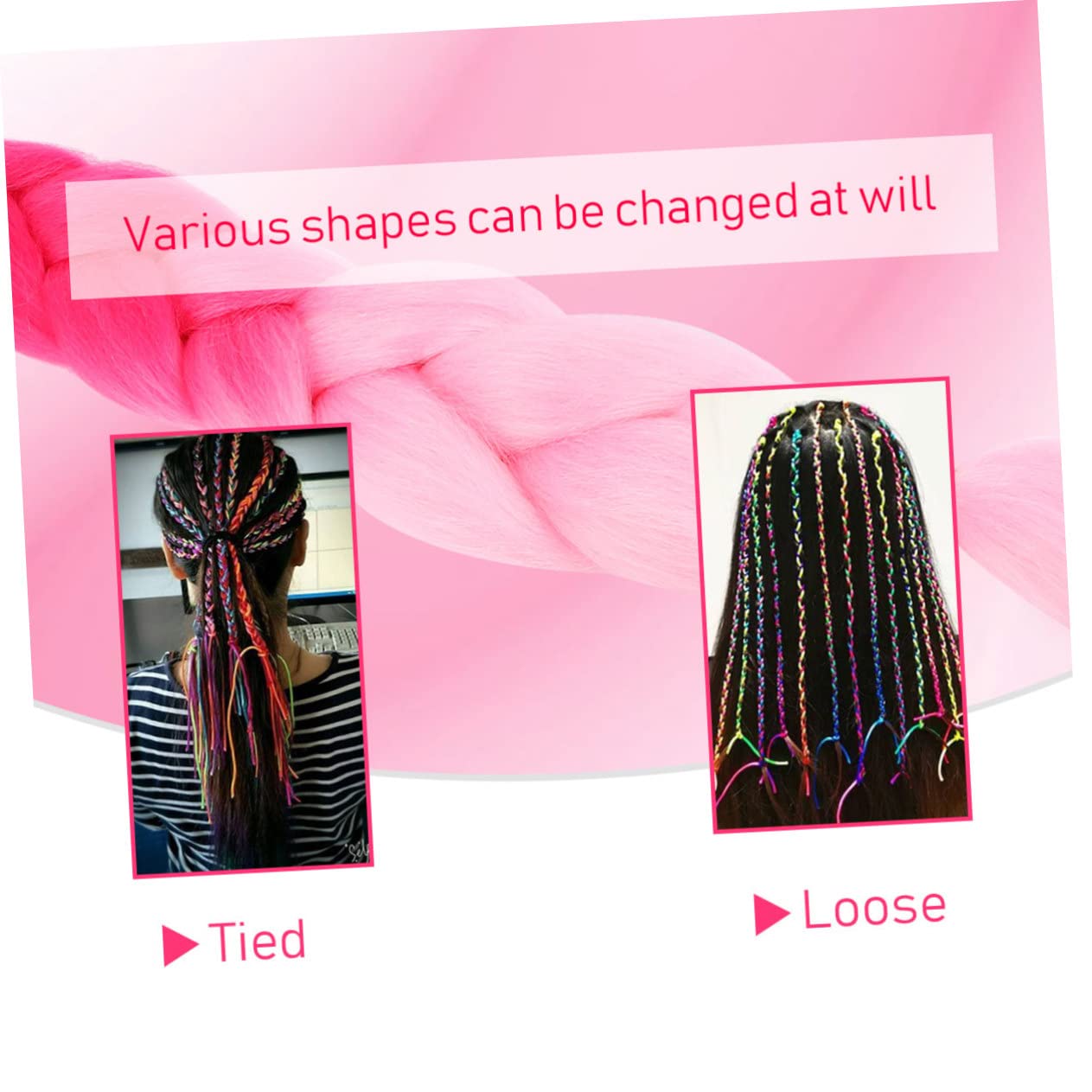 FRCOLOR 9 piezas de pelo trenzado con degradado teñido de pelo colorido peluca de ganchillo peluca con diadema pelucas teñidas coloridas gomas para el cabello pelucas para mujer pelucas niñas trenza