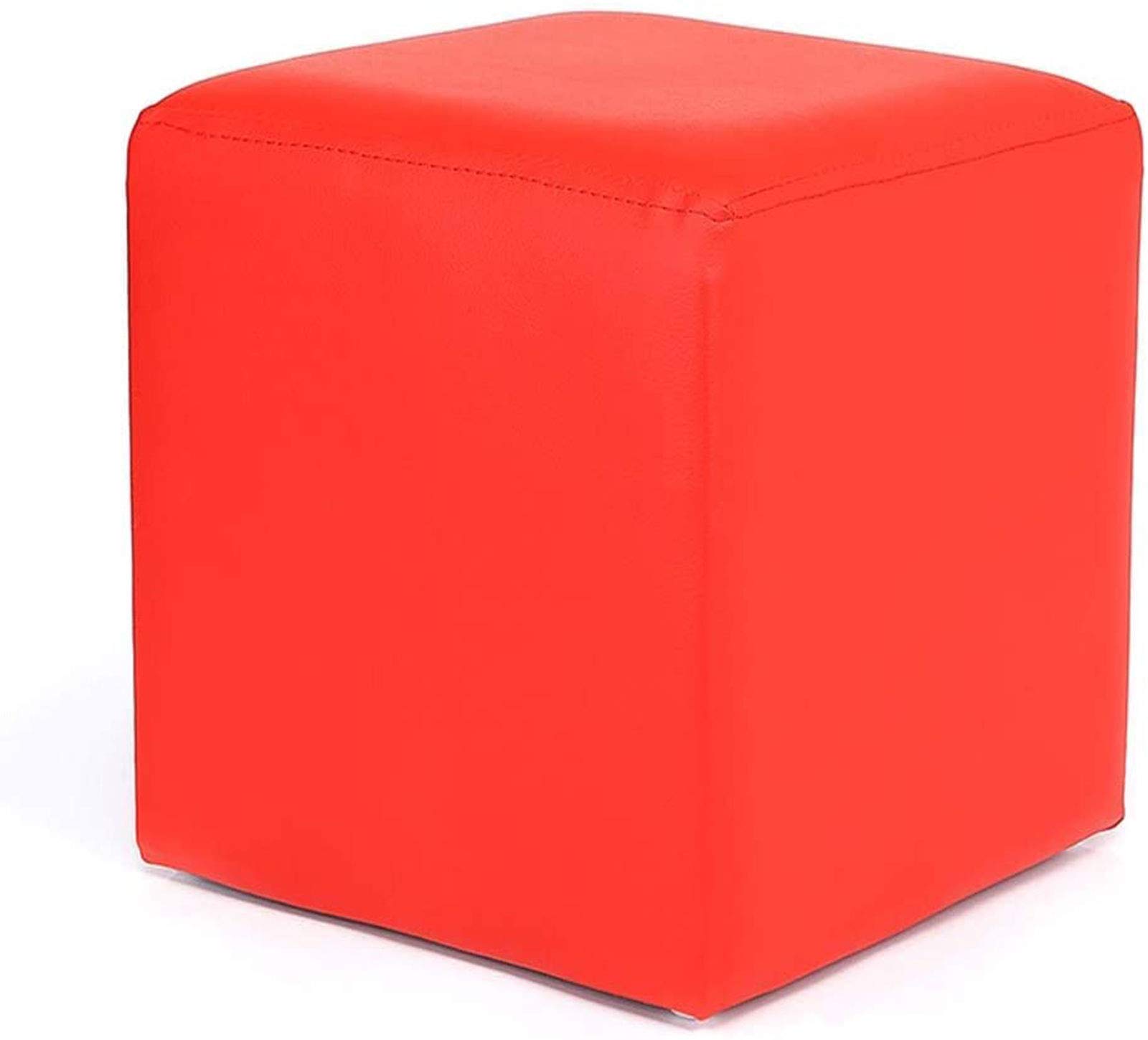 Tabouret en cuir rouge 27cm | Repose-pieds carré pour salon