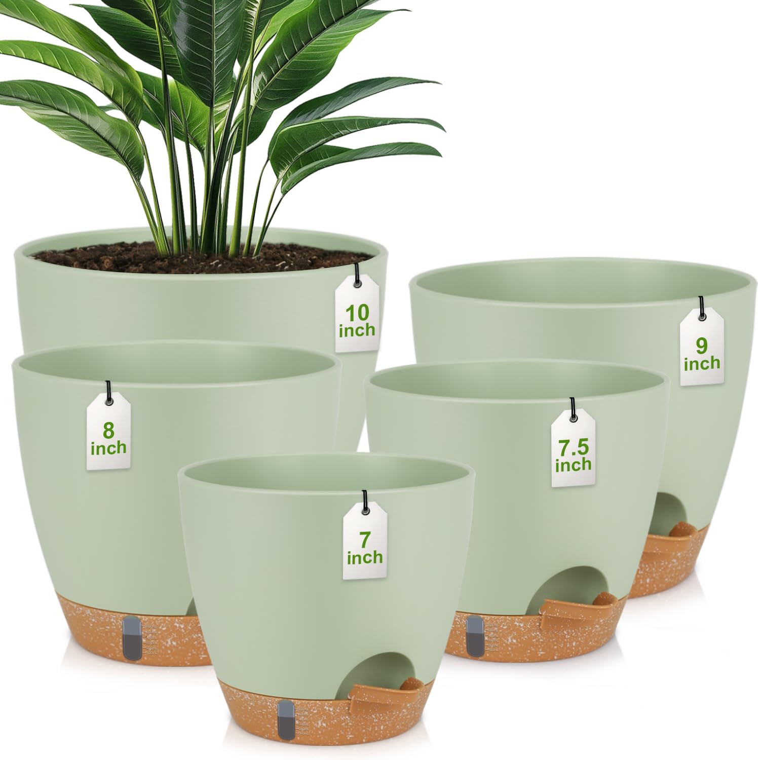 Pots de fleurs en plastique QRRICA avec soucoupes et drainage pour plantes d'intérieur