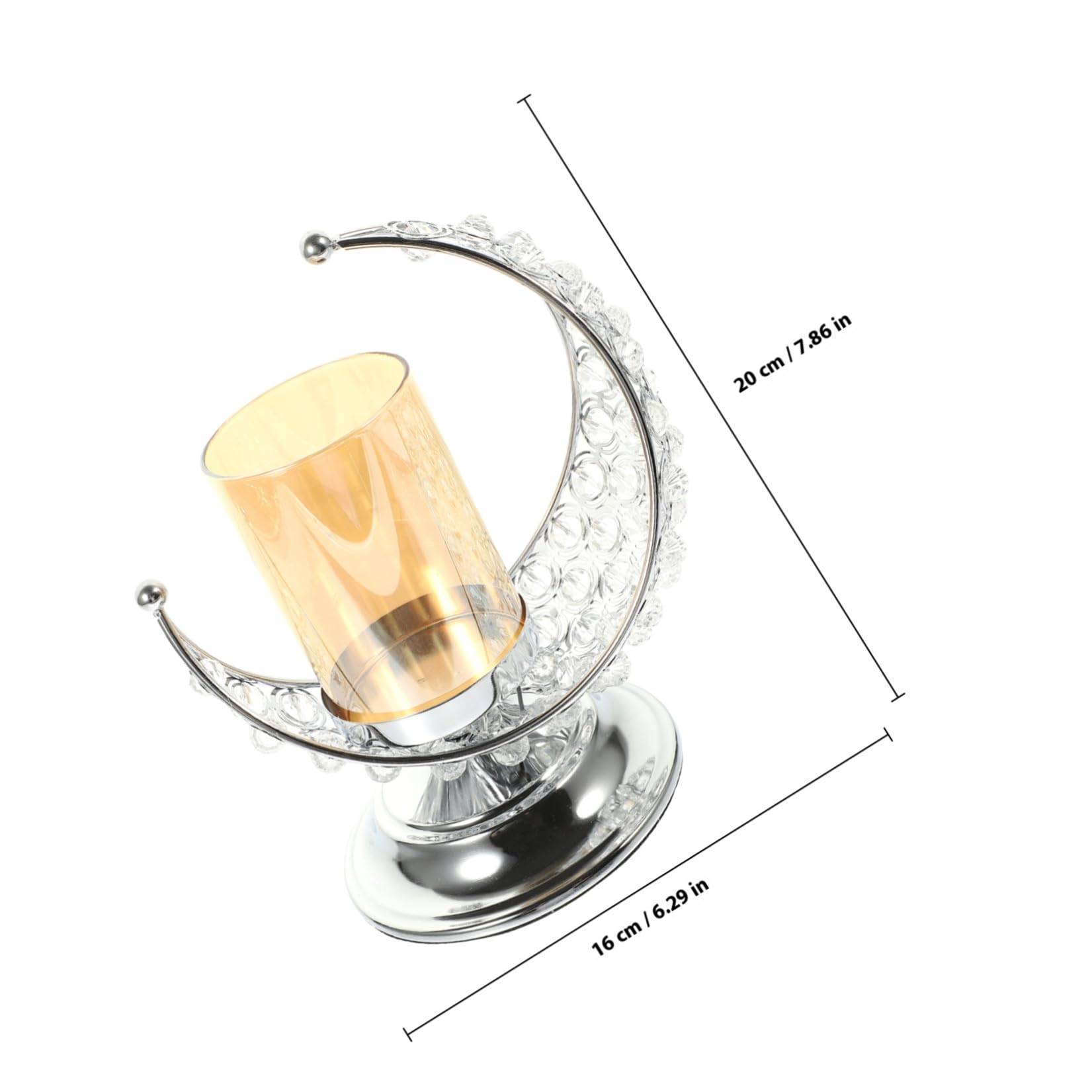 Mondförmiger Kerzenhalter aus Glas und Eisen für Tischdekoration