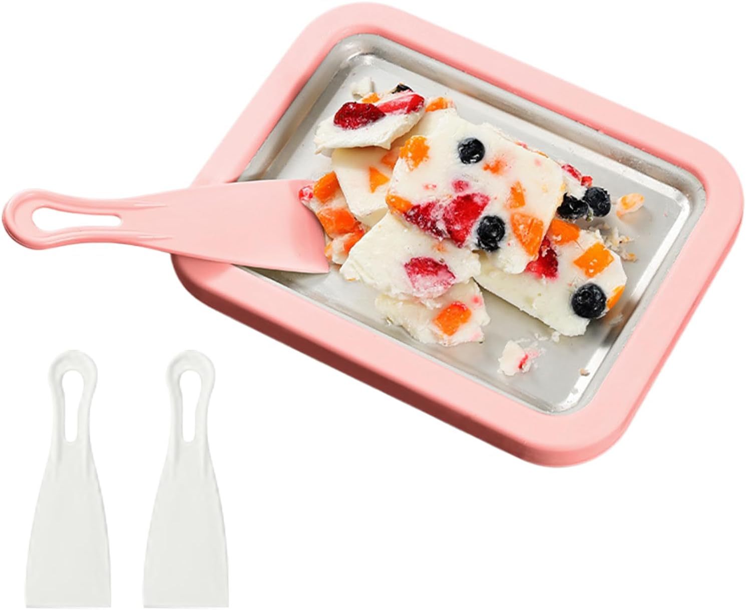 Rolled Ice Cream Maker - Yogurt Roll Tray - Ice Cream Maker Mold with 2 Scrapers | for Adults at Home Family Gathering Christmas Outdoor Cooking