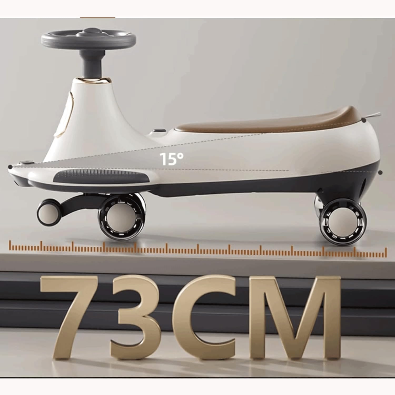 Wiggle Car Cichy samochód huśtający się, migające koło, hulajnoga Wiggle, rowerek biegowy, wbudowany schowek, przesuwany samochód dla dzieci w wieku od 3 lat(Blauw)