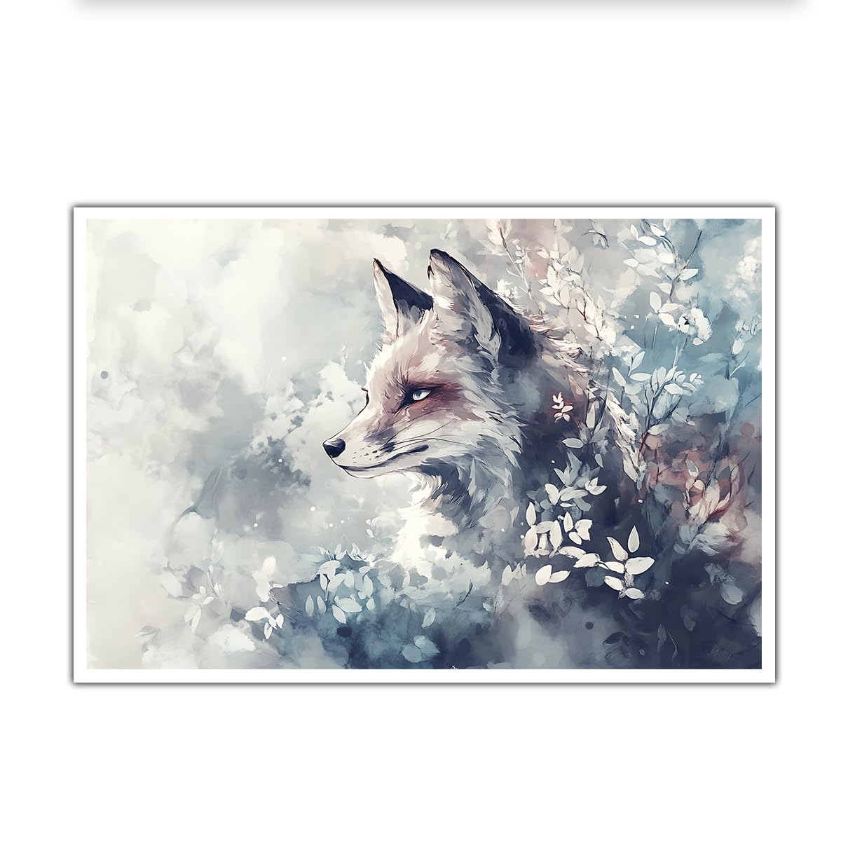 CHERHERART Watercolor Fox Portrait Wall Art Dreamy Poster Picture Mystical Forest Animal Canvas Prints for Bedroom Living Room Office Kitchen 45x70cm Frameless