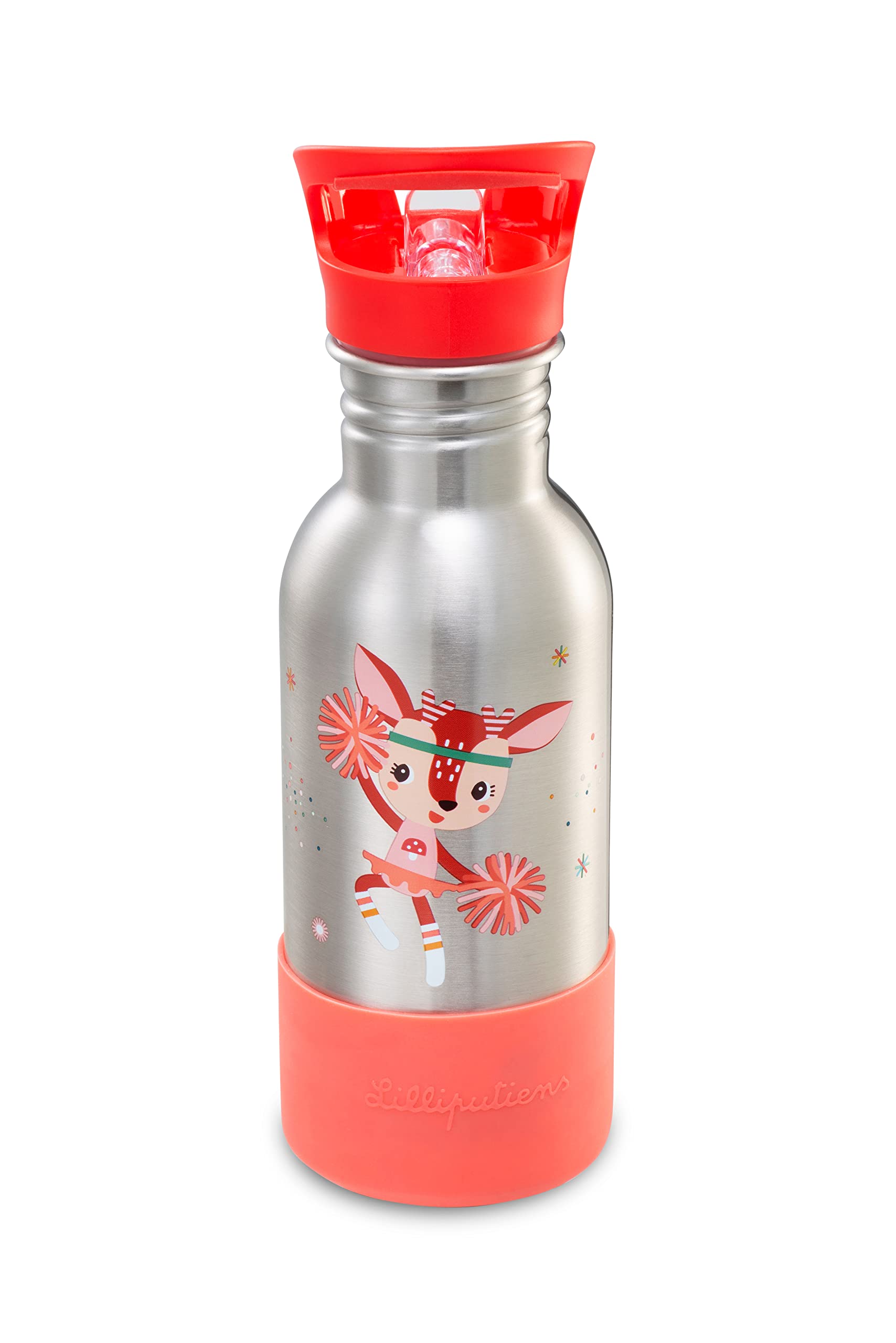 Lilliputiens - Botella para niños de acero inoxidable 600 ml - Wonder Stella - Con pajita y base de silicona antichoque - Perfecta para la escuela, picnics y paseos - Desde 2 años - 84471