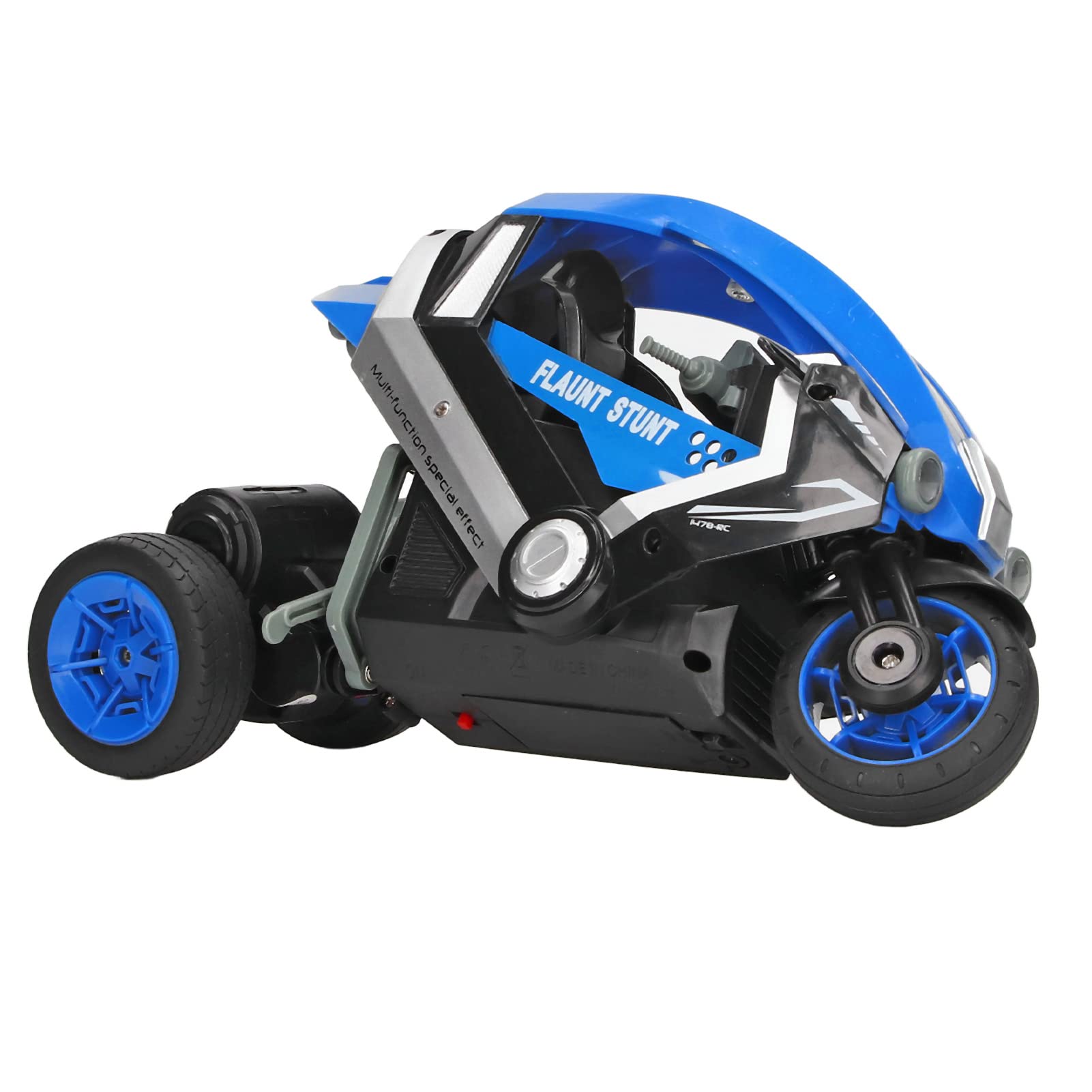 VGEBY RC Drift Moto, Échelle 1:8 Haute Vitesse 3 Roues Télécommande Stunt Moto pour Enfants Enfant pour Extérieur Intérieur(Bleu)