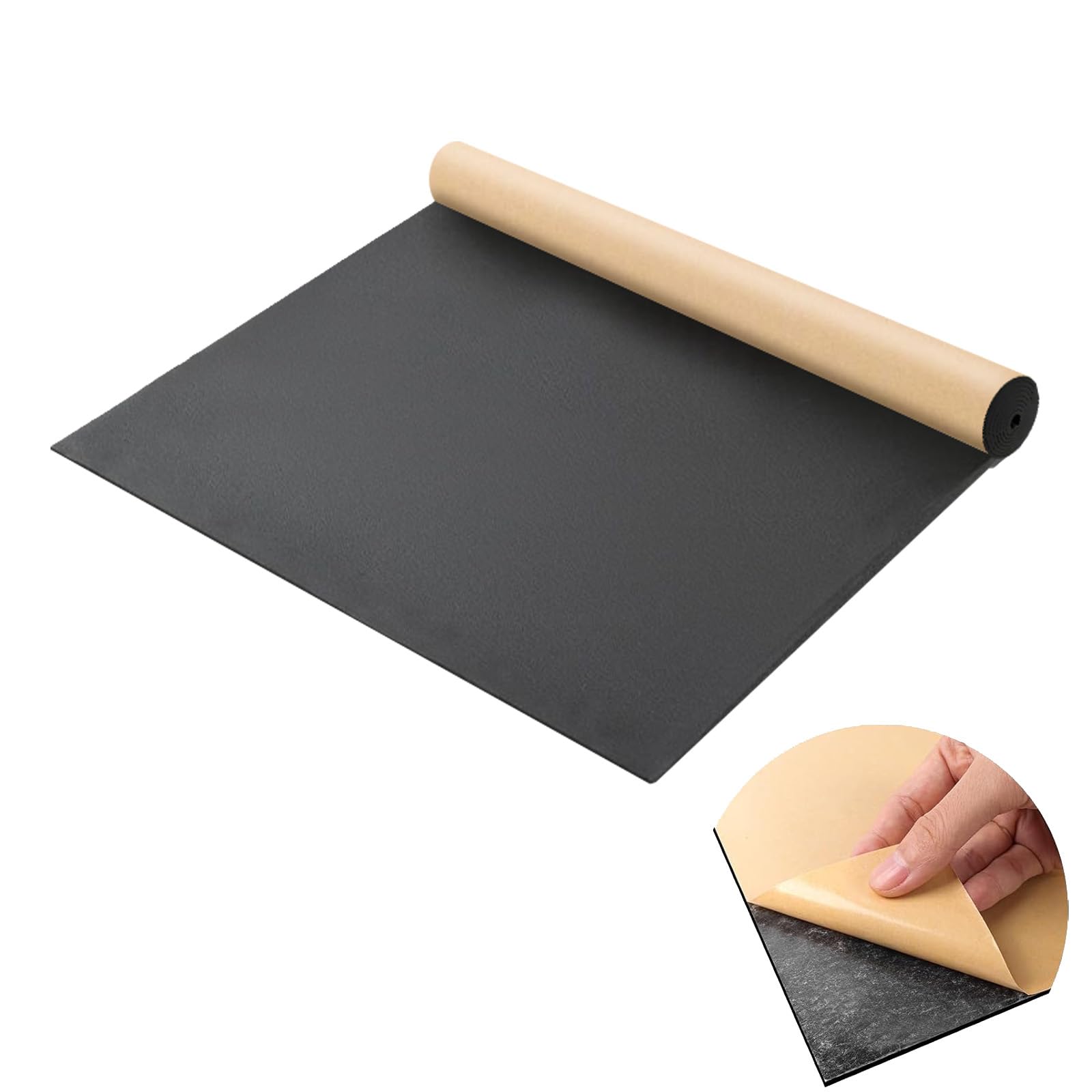 SEGNAYEN Foam Roll Self Adhesive, Foam Sheet Padded Tape Single Sided, High Density Sealing Neoprene Rubber Strip, 1.5m(L) x30cm(W) x12mm(T) Black