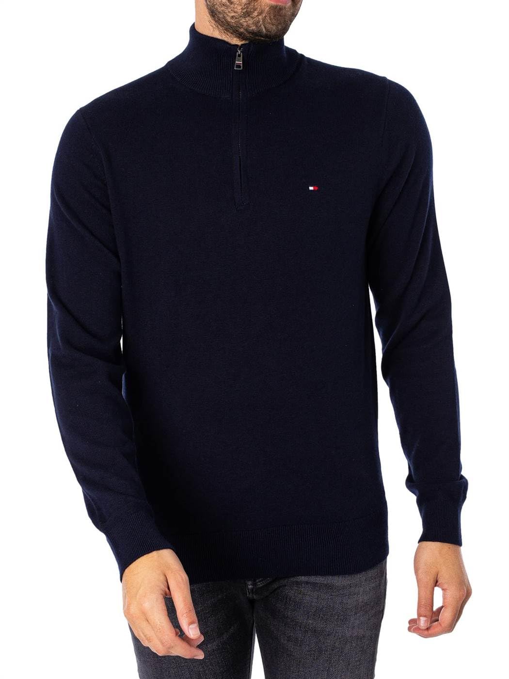 Tommy Hilfiger Pull à col Montant et Fermeture éclair pour Homme, Bleu (Desert Sky), XXL