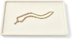 Microfiber Jewelry Trays Large Jewelry Display Tray Stackable Jewelry Bracelet Necklace Tray Organizer Ring Earring Necklace Organizer Tray Jewelry Trays For Drawers (Beige