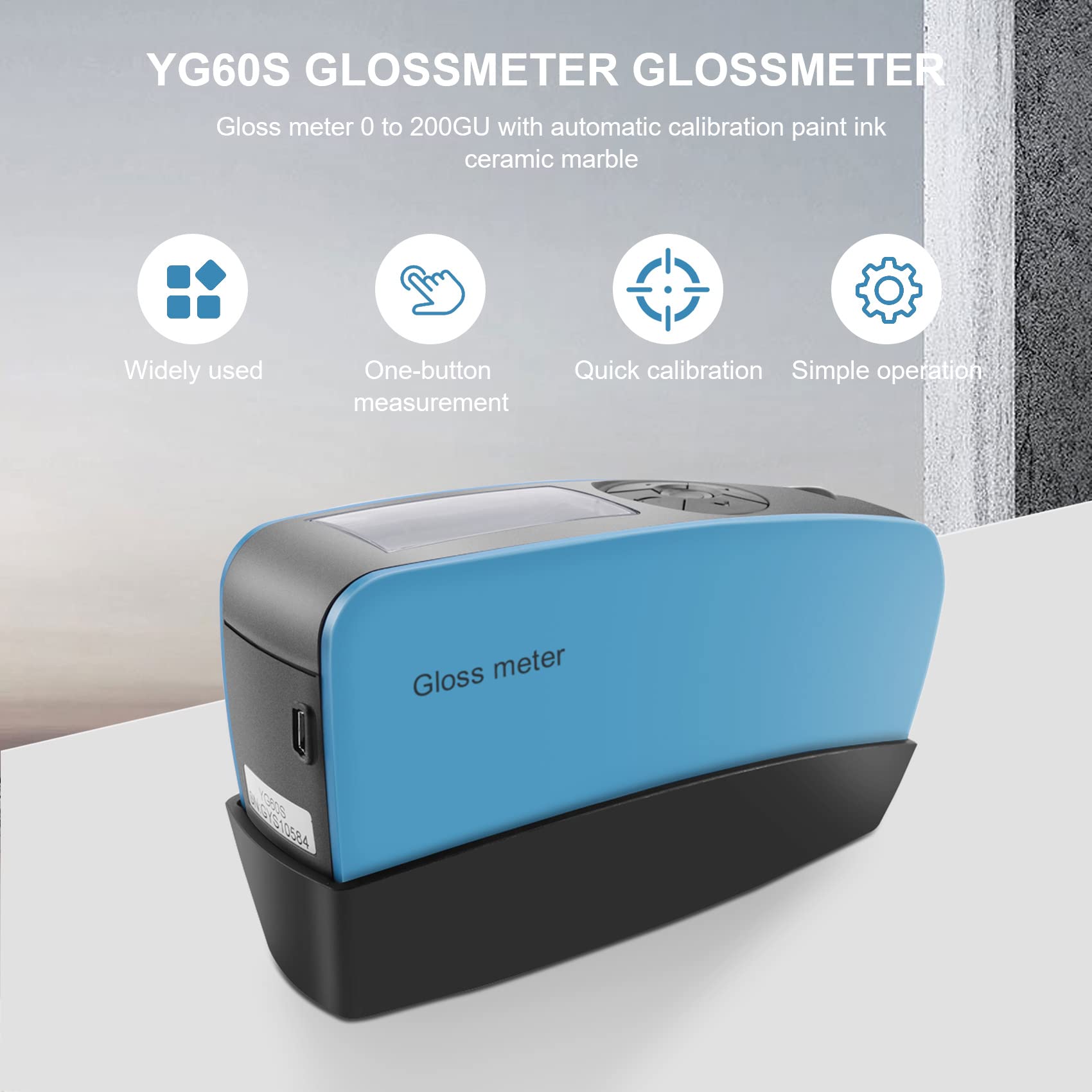 YG60S Glossmetro Economico da 60 Gradi Glossmetro da 0 Un 200GU con Calibrazione Automatica per Vernici, Inchiostro, Marmo, Ceramica