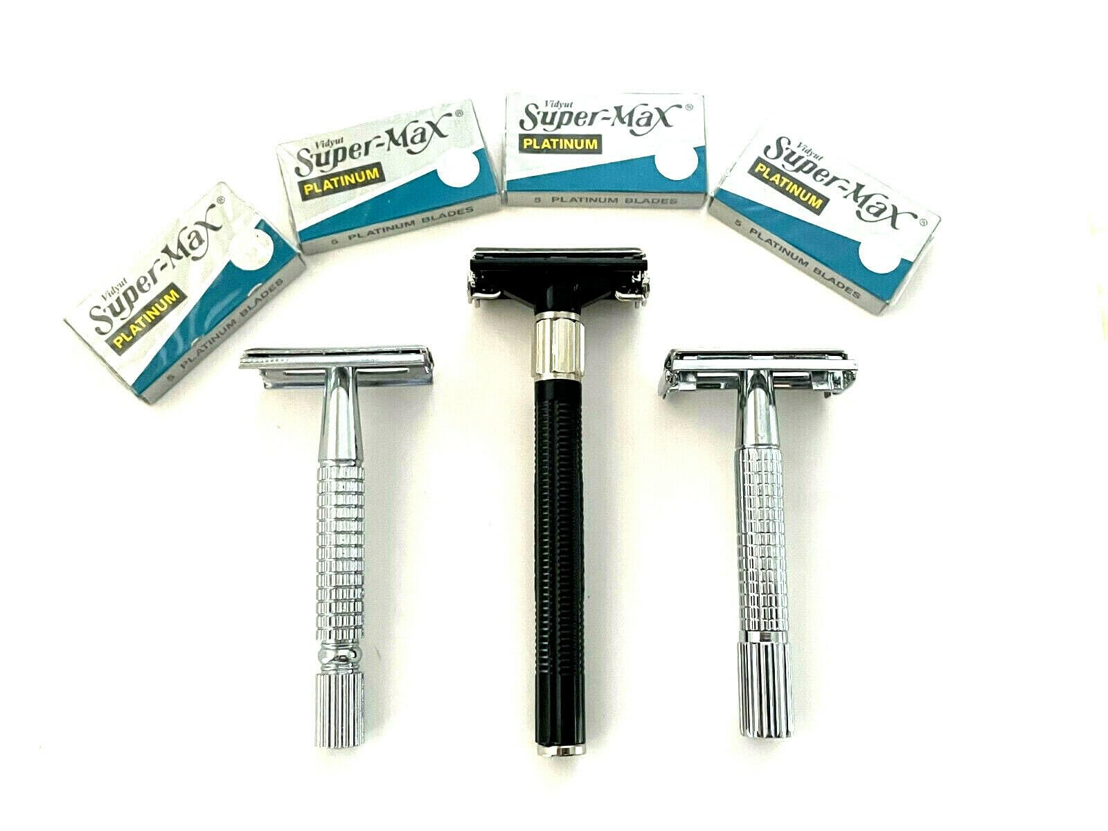 3pcs Old School Old Timers Classic Safety Razors Men’s Gift Set w/20pcs Double Edge Razor Blades