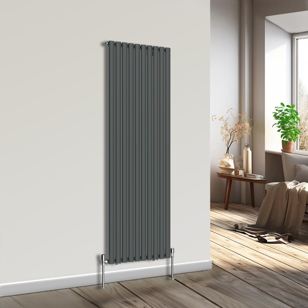 NRG Vertical Oval Column Radiator Anthracite 1800x590mm Single Panel