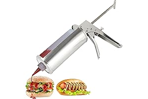 Stainless Steel Condiment Gun - Efficient Dispenser for Sauces, Dressings, and More