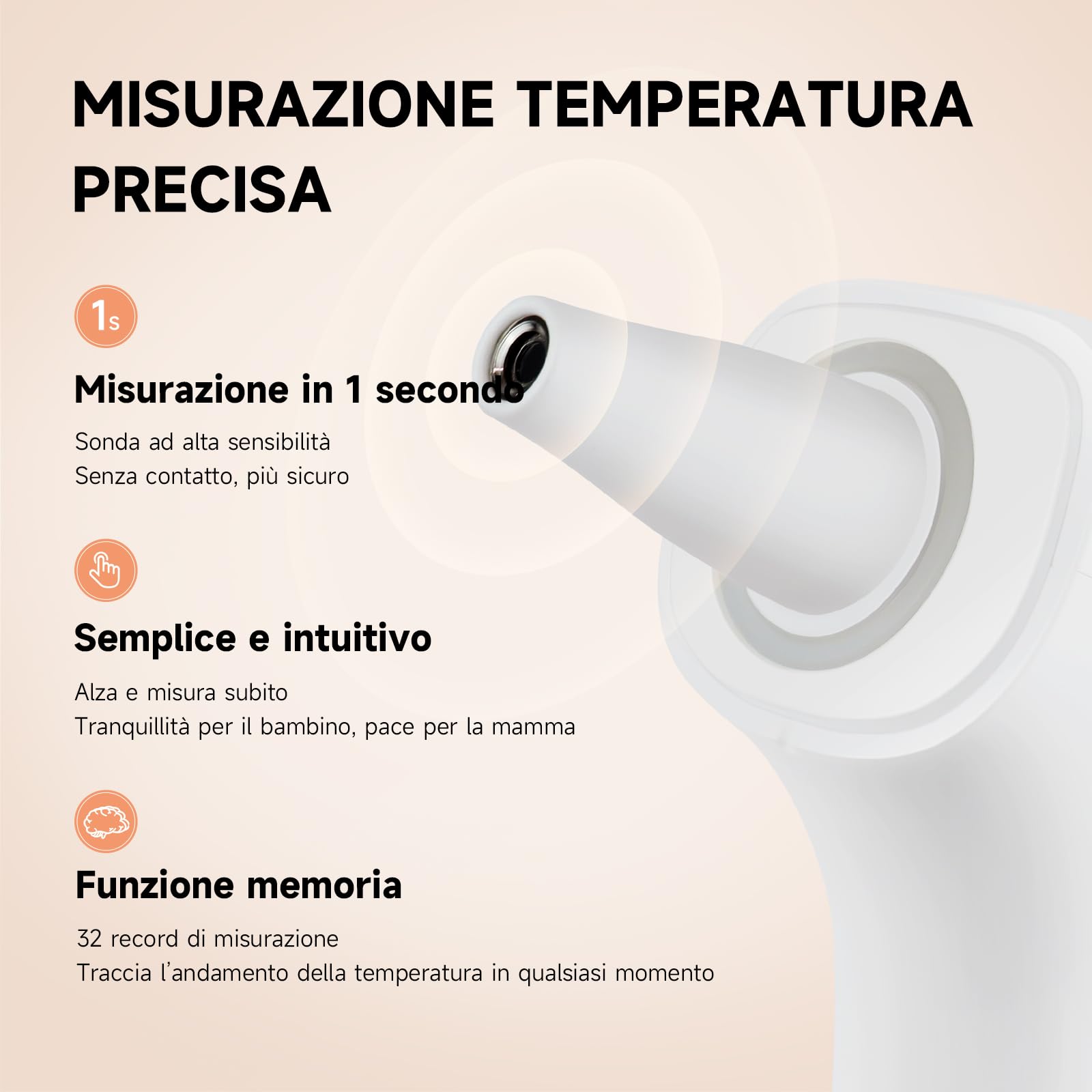 Design unico disegnato a mano | Termometro digitale senza contatto e auricolare – adatto per adulti e neonati, con funzione memoria (fiore)