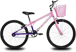 Bicicleta Infantil Aro 24 Feminina KOG Sem Marchas com Cestinhas Freio V-Brake Aros em Aluminio