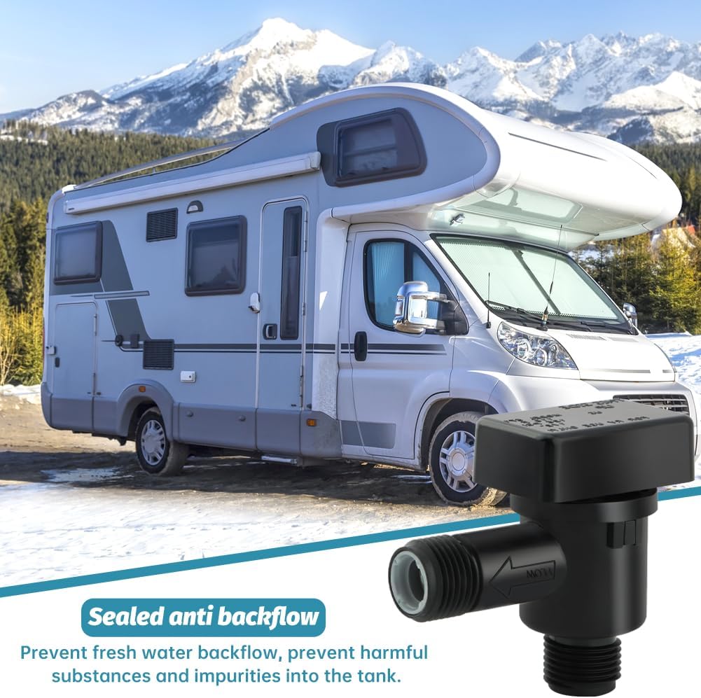 571-Vac-Chk RV Black Tank Valve, Plastic, 1/2" NPT, Check Valve, RV Sewer Fittings, Black