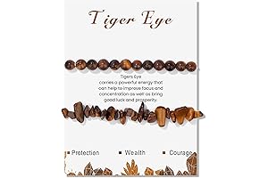 2Pcs Tiger Eye Bracelet: Natural Gemstone Beaded Bracelets for Men and Women