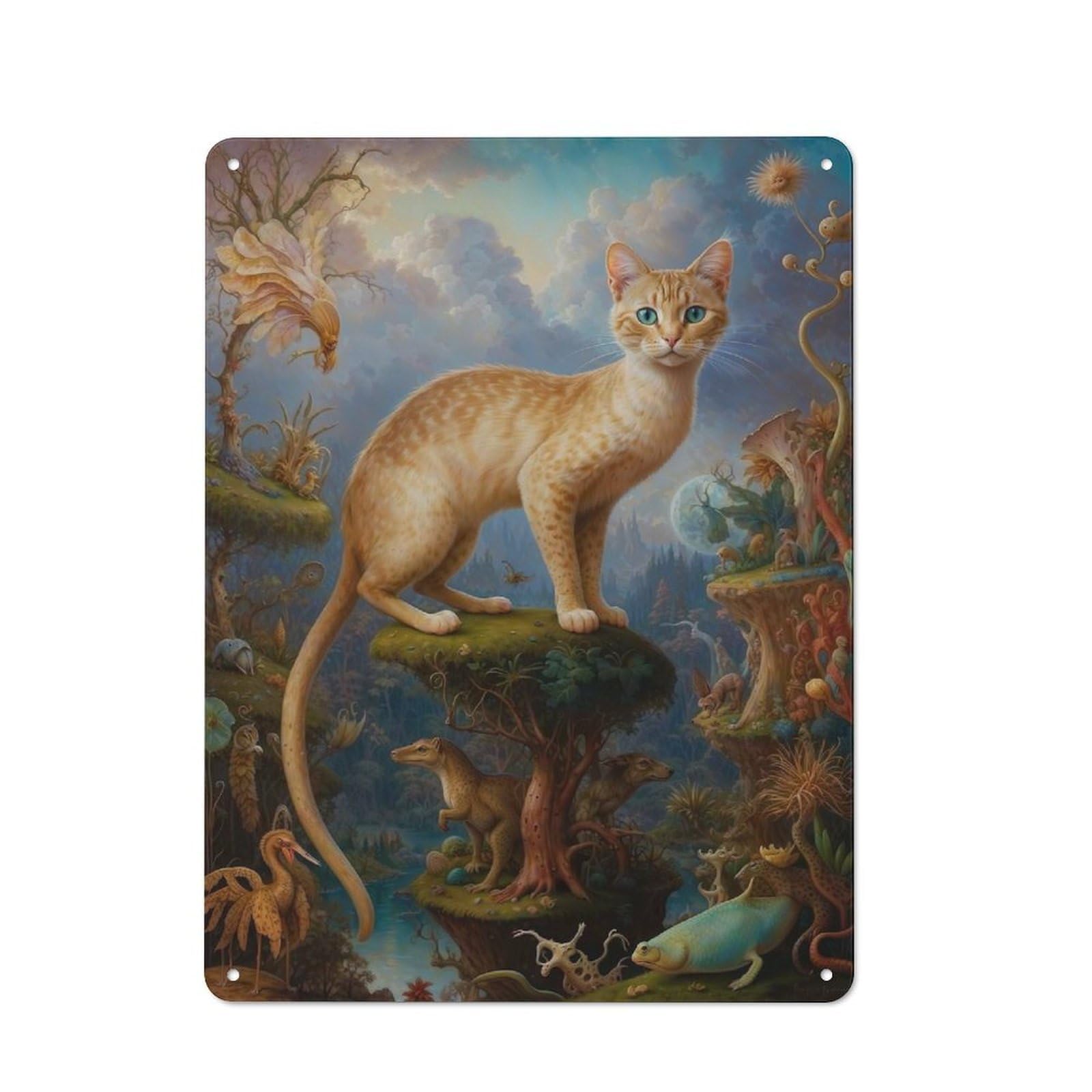 Junmoney Chimeric Cat Metal Wall Sign 40X30cm Featuring For Garage Wall, For Themed Room Decoration, For Living Room And Hallway Decor