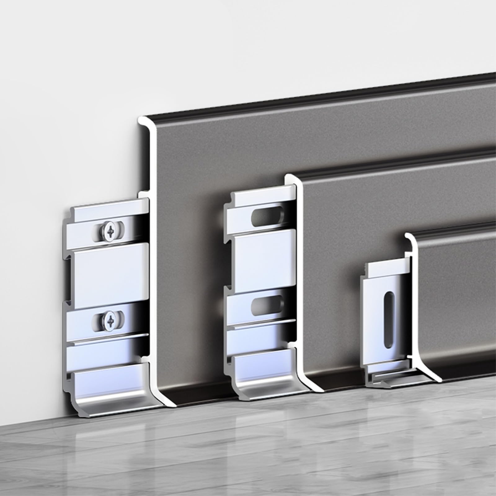 Rodapie Moldura de zócalo de aluminio Alturas de moldura 1.5/2.4/3.2 pulgadas Longitud 2/2.5/3.3/4/5/5.8 pies Base de pared de metal Borde de zócalo de arco redondo para baño(H-8cm/3.2in,L-25in/63.5cm