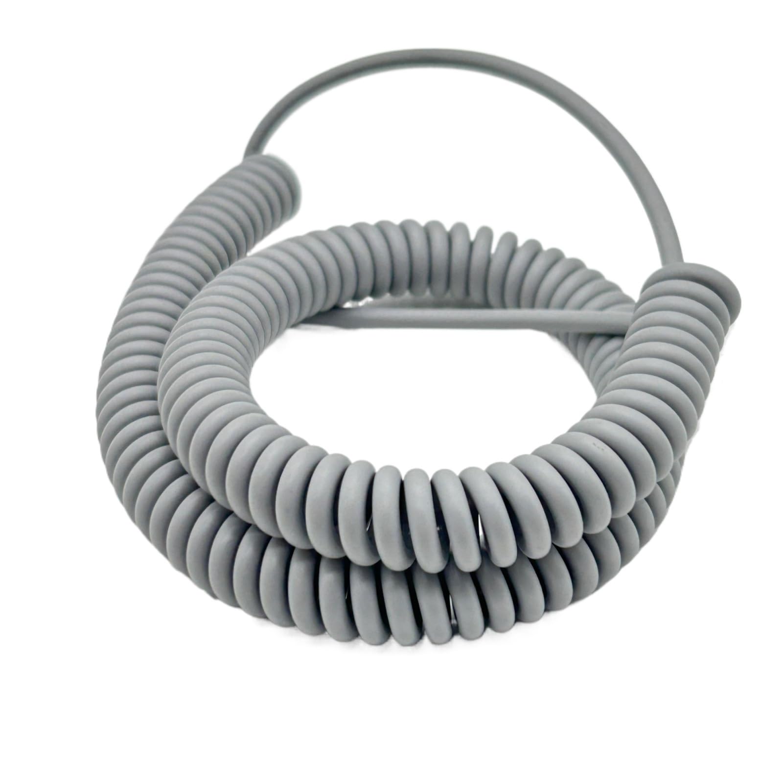 Graues 2-adriges Spiralkabel 17AWG 1mm2 Hitzebeständiges Polyurethan Dehnbare 15 Meter Leitung Elastizität