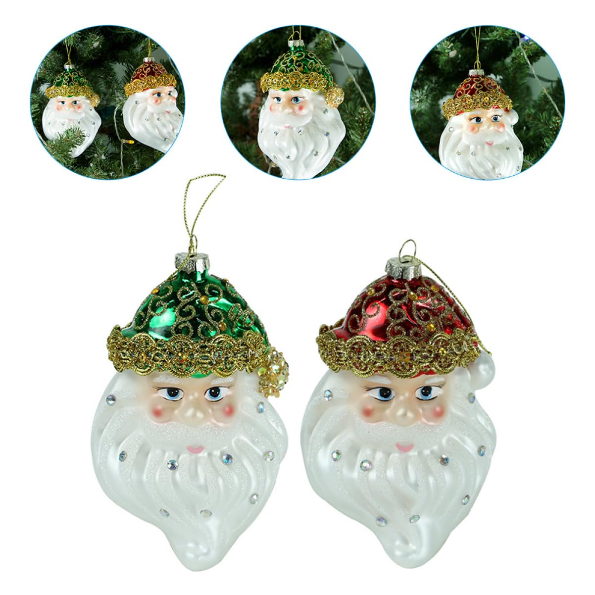 Decoración Navideña De Papá Noel 2 Colgantes Colgantes De Cristal Adornos Navideños