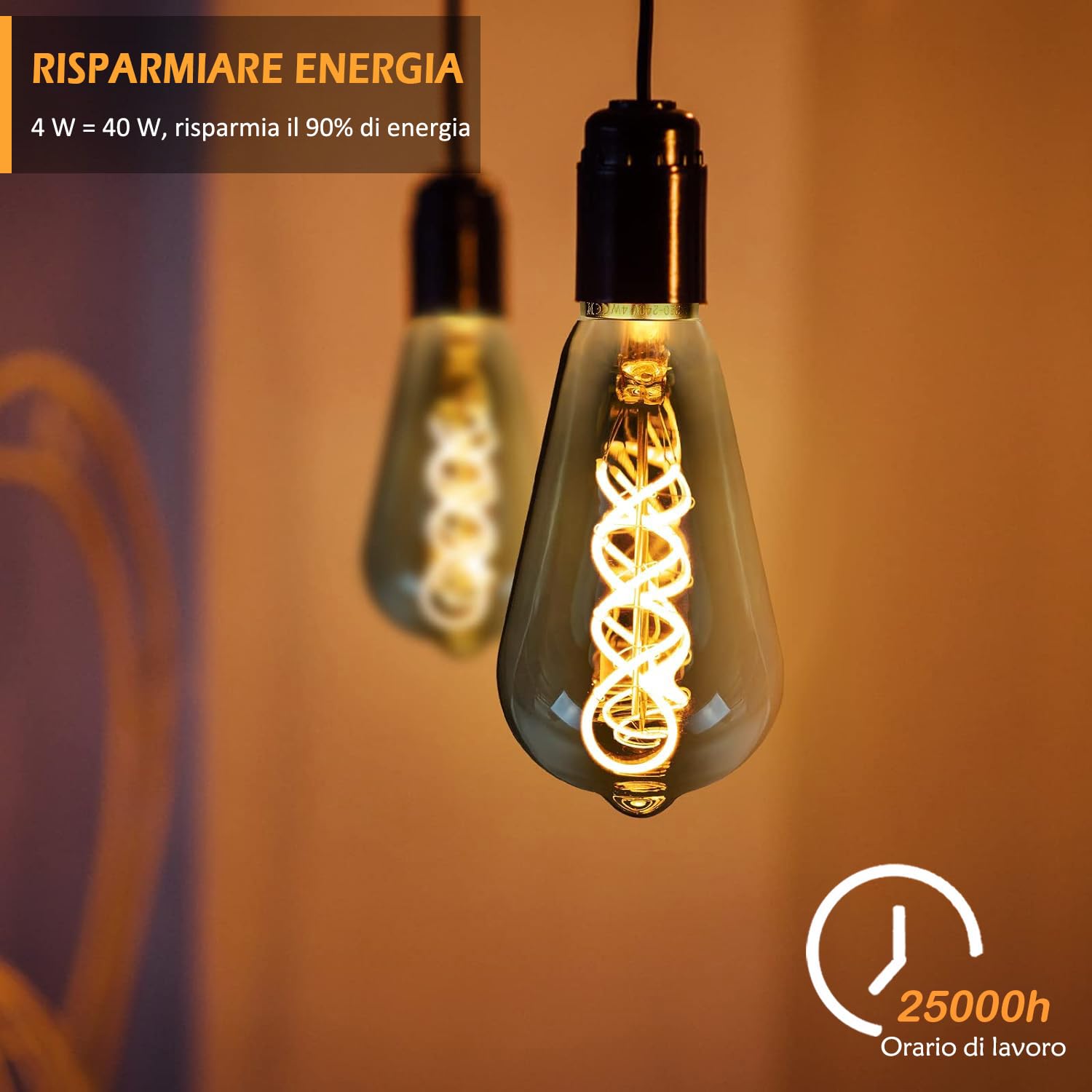 Lampadina LED Edison Vintage, Lampadina Dimmerabile E27 4W LED Bianco Caldo, Lampada Vintage Edison Dimmerabile E27 Ideale per Nostalgia e Illuminazione Retrò - Grigio Fumo - 6 Pezzi (ST64 YHS)