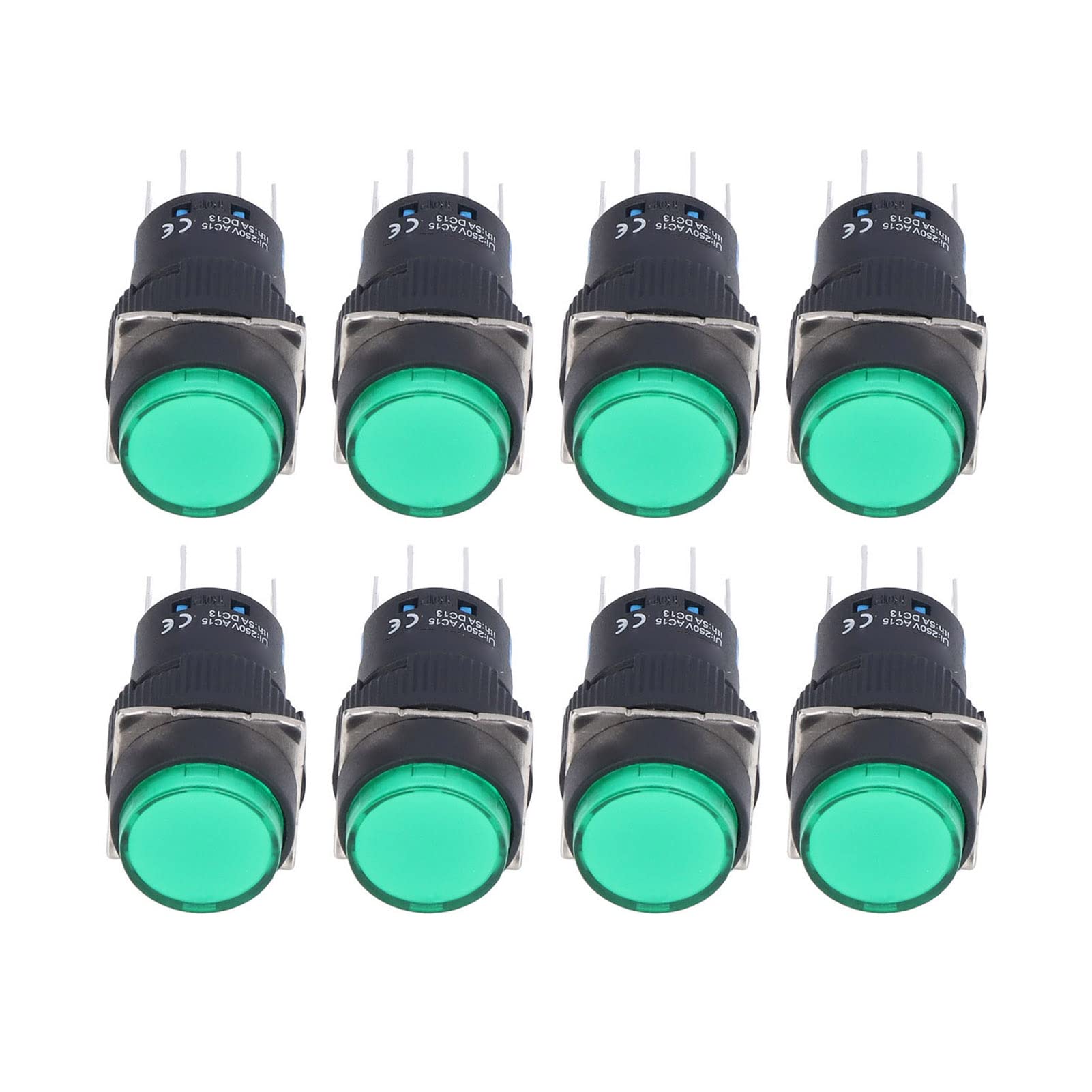 Set di Interruttore del Pulsante, 2 modalità di Azione da 16 mm Switch di Spinta momentaneo 8 Pin con Luce for Il Controllo