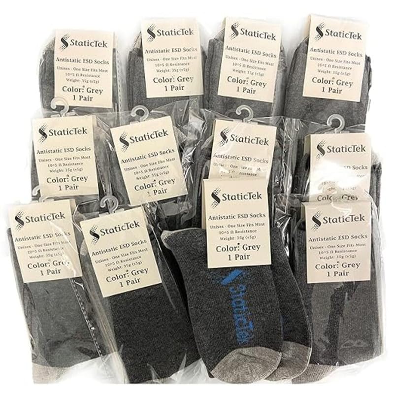 Image of Grey Antistatic ESD Socks - Universal Size ESD Safety Socks, Static Control, Dissipative & Protective Work Sock