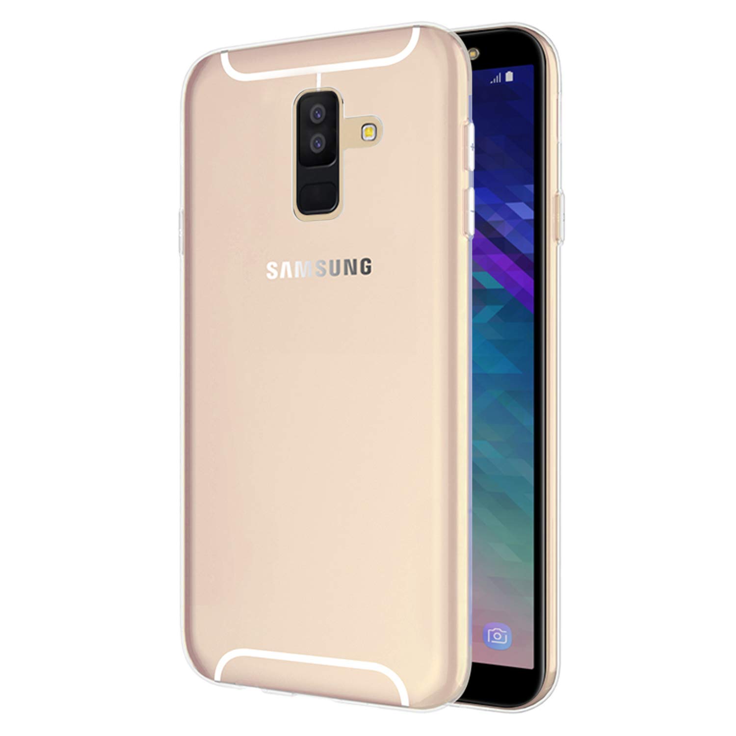 Microsonic Samsung Galaxy A6 Plus 2018 için Kılıf Transparent Soft Beyaz [Galaxy A6 Plus 2018 ile Uyumlu Kılıf - Beyaz]