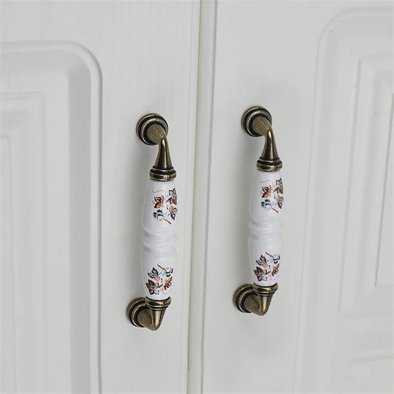 Antique Ceramic Flower Dresser Shoe Door Knob Wardrobe Kitchen Cabinet Door Handle Drawer Handle and Knobs Furniture Hardware 1Pcs (Color : 1101 Single Hole A)