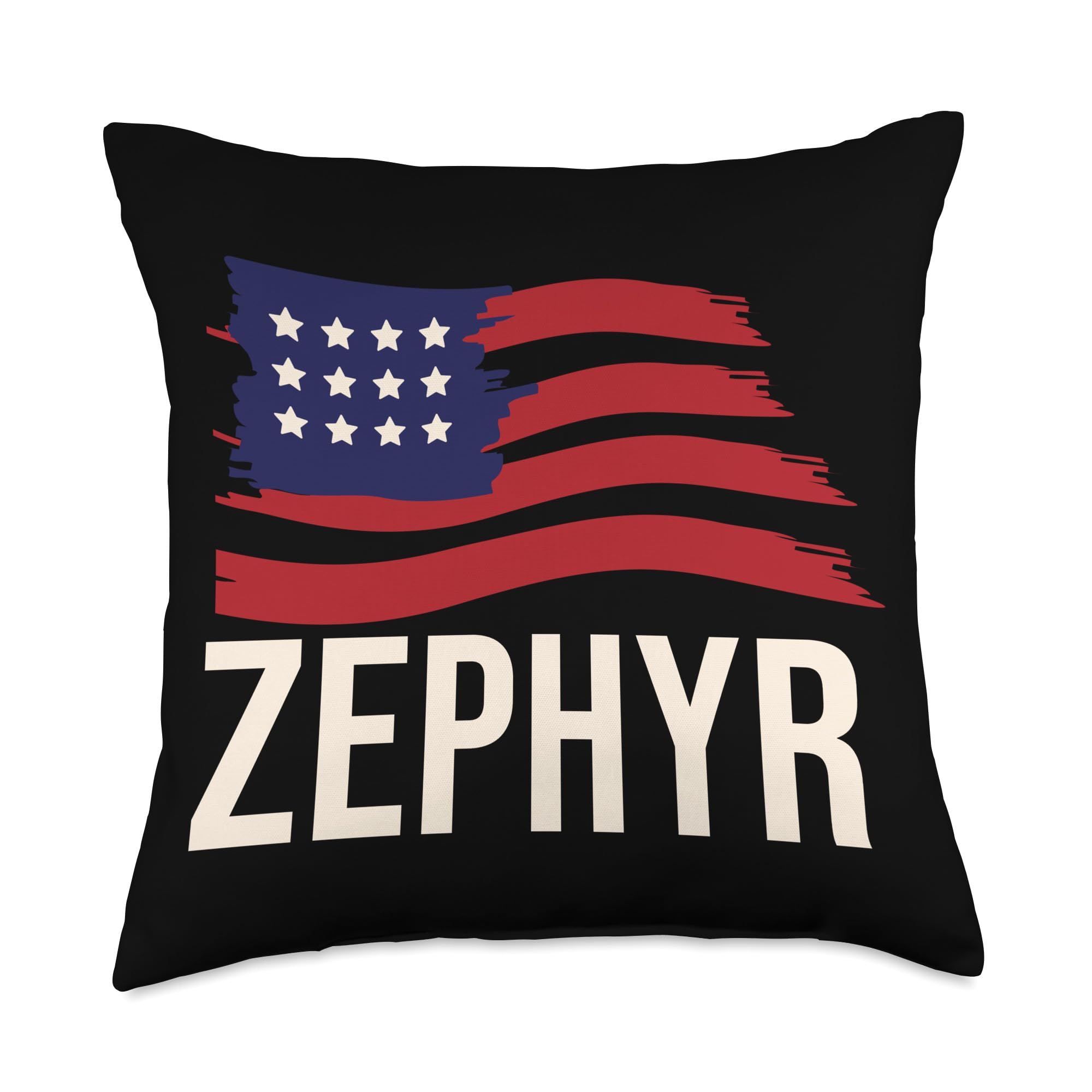Zephyr First Name Naturalization Usa America Flag Zephyr Citizenship Birthday Personalized Forename Name Throw Pillow, 18x18, Multicolor